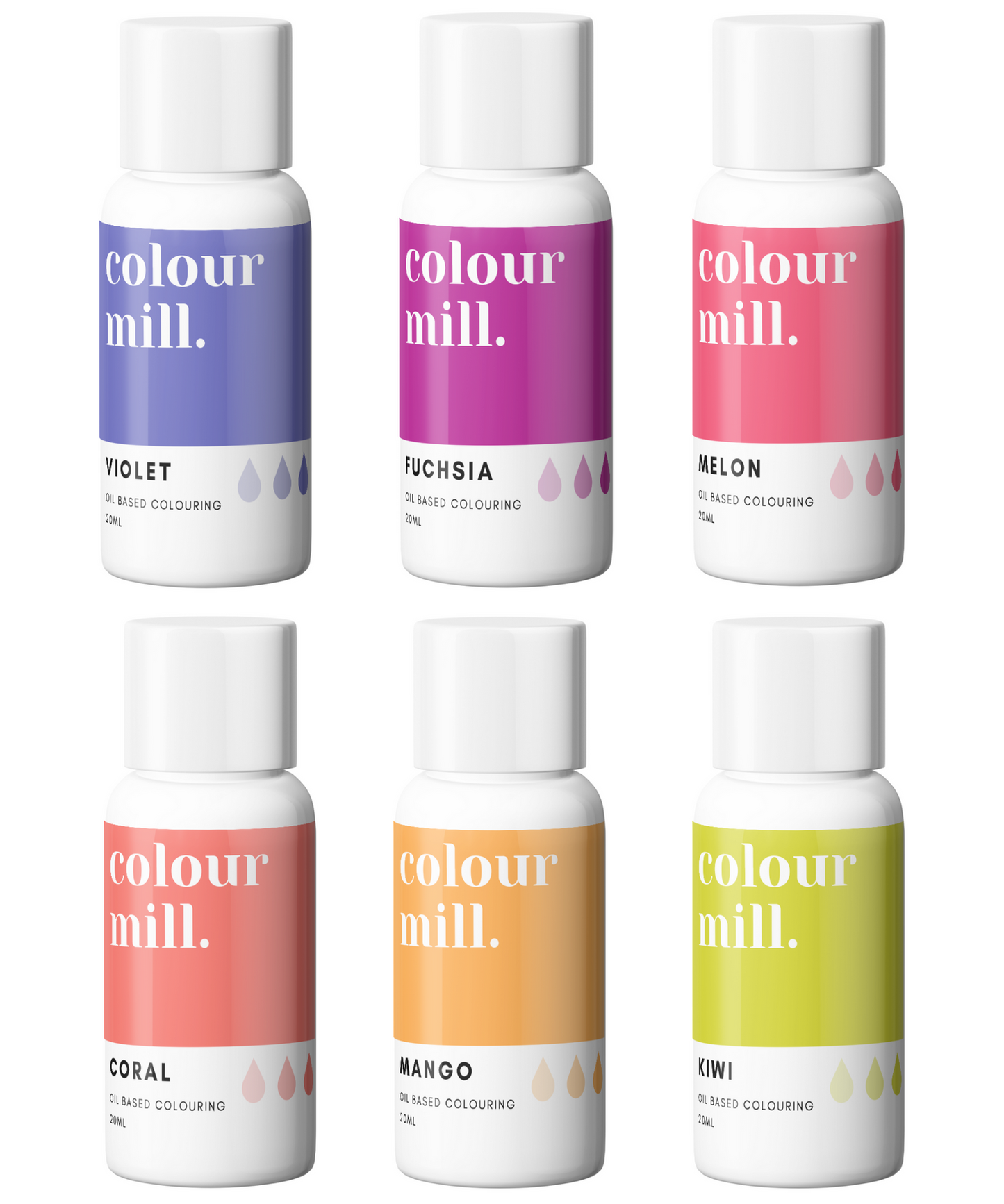 Oil Based Colouring 20ml 6 Pack Tropical